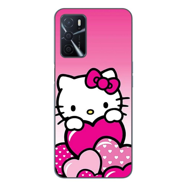 Husa compatibila cu Oppo A16 Silicon Gel Tpu Model Hello Kitty Pink Hearts