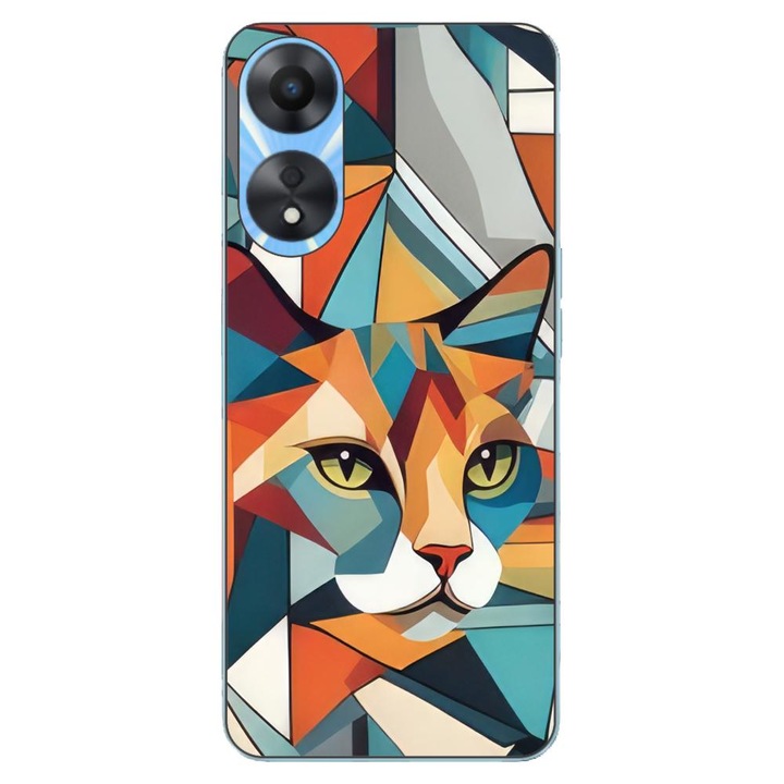 Husa compatibila cu Oppo A78 4G (CPH2565) Silicon Gel Tpu Model Cubic Cat Art
