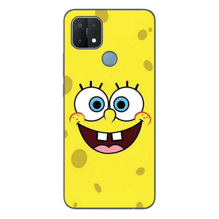 Husa compatibila cu Oppo A15 si A15s Silicon Gel Tpu Model Spongebob Happy