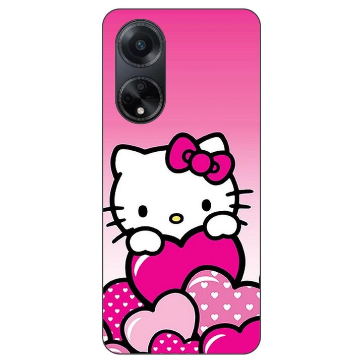 Капак, съвместим с модел Oppo A98 5G Silicon Gel Tpu Hello Kitty Pink Hearts