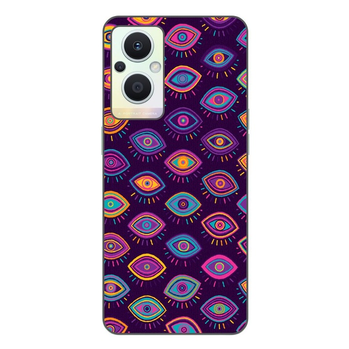 Капак, съвместим с Oppo Reno7 Lite силиконов гел Tpu модел Tribal Eyes