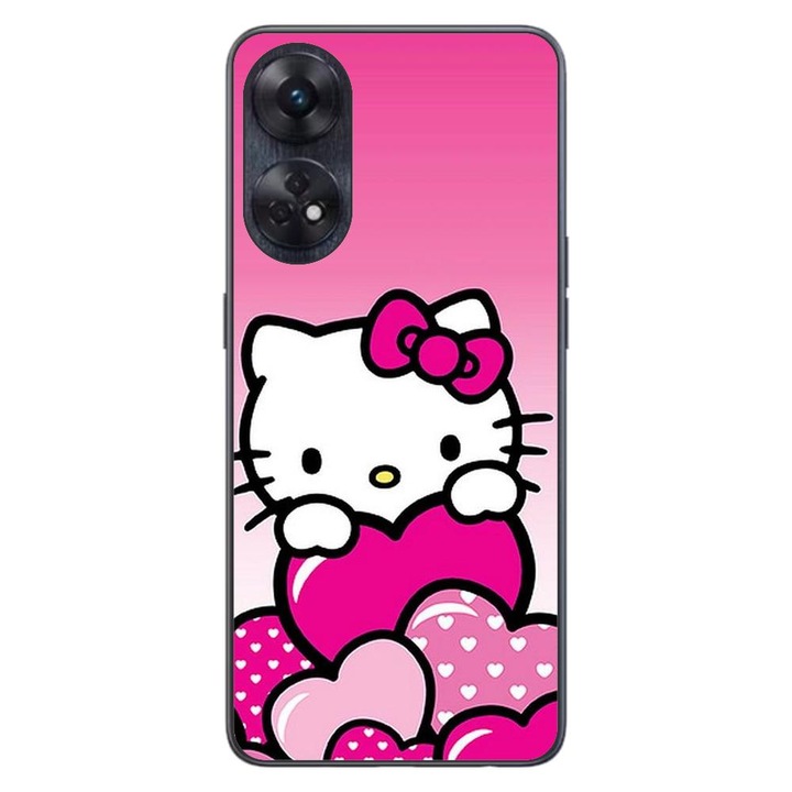 Капак, съвместим с модел Oppo Reno8 T 4G Silicon Gel Tpu Hello Kitty Pink Hearts