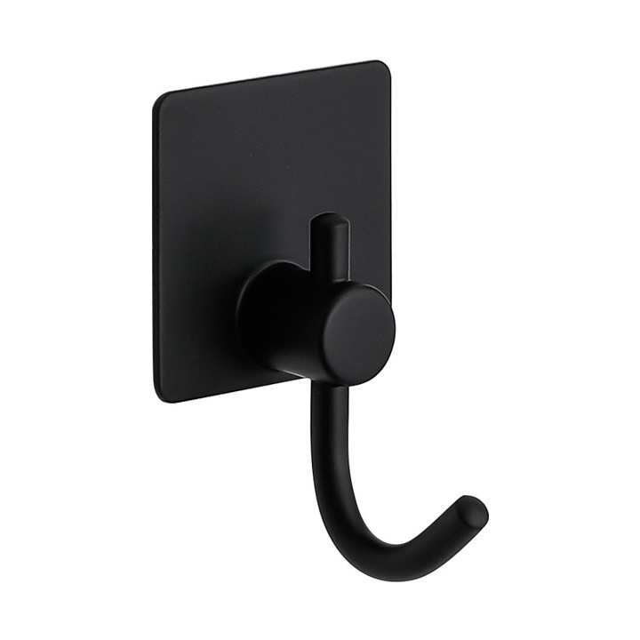 Set 4 Carlige Adezive Din Otel Inoxidabil, Fashionable Carlige De Prosoape Hooks Autoadezive, Fara Gaurire Carlige Perete, Potrivit Pentru Baie Si Toaleta, Bucatarie Si Usa，Negru