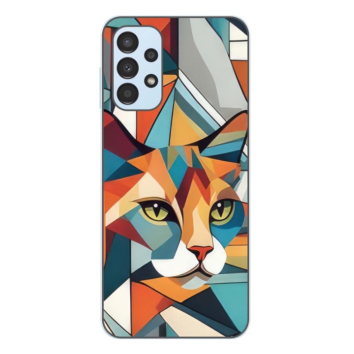 Кейс съвместим с Samsung Galaxy A13 4G Silicon Gel Tpu Модел Cubic Cat Арт