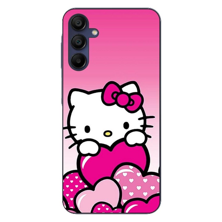 Husa compatibila cu Samsung Galaxy A15 4G 5G Silicon Gel Tpu Model Hello Kitty Pink Hearts