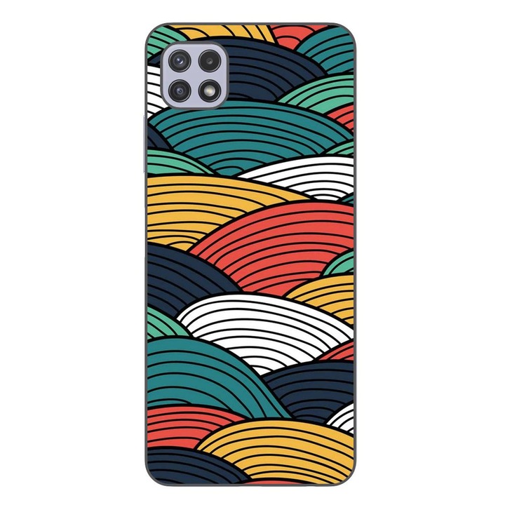 Husa compatibila cu Samsung Galaxy A22 5G Silicon Gel Tpu Model Abstract Striped Peaks
