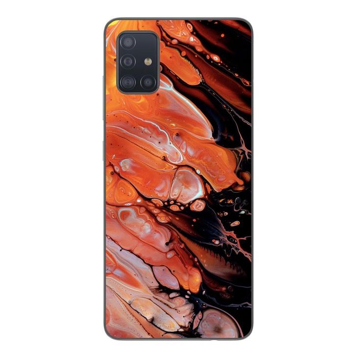 Капак, съвместим с Samsung Galaxy A51 Silicon Gel Tpu Модел Abstract Lava Flow