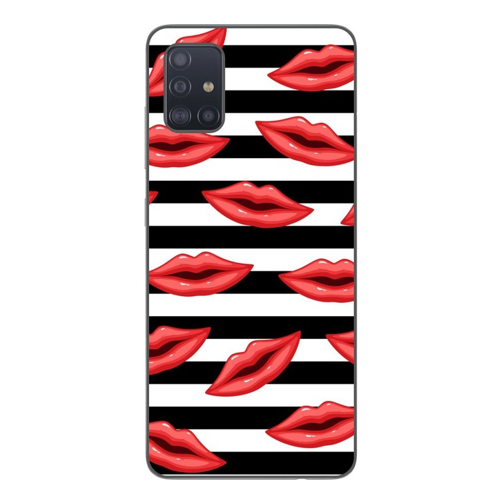 Кейс, съвместим с модел Samsung Galaxy A51 Silicon Gel Tpu Striped Kisses