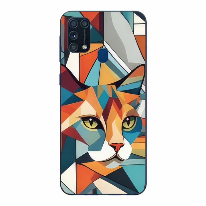 Кейс съвместим с Samsung Galaxy M21S, M31 Silicone Gel Tpu Модел Cubic Cat Art