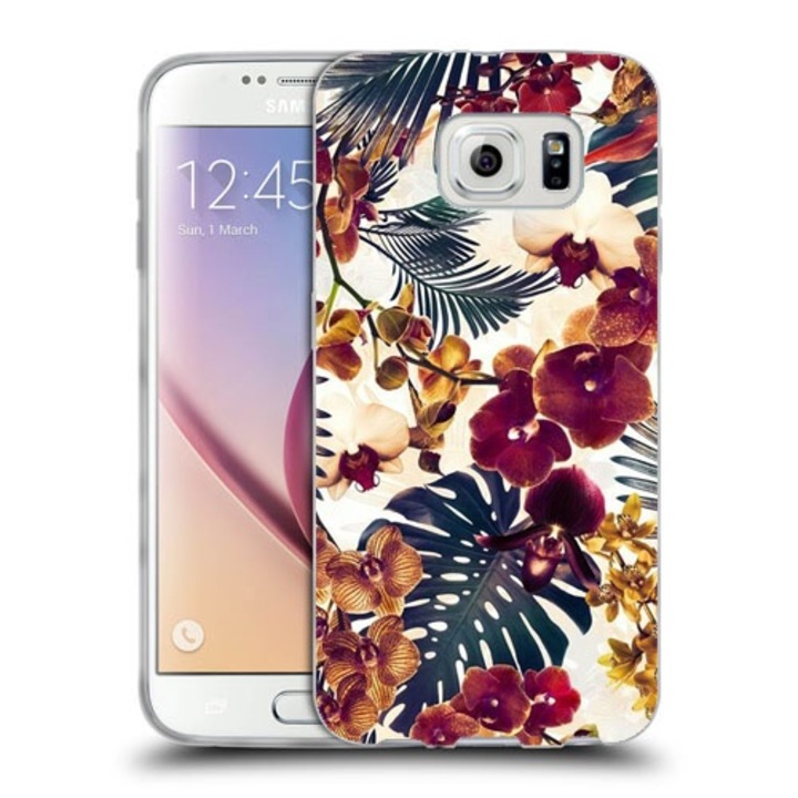 Husa compatibila cu Samsung Galaxy S6 Edge Plus G928 Silicon Gel Tpu Model Flowers Wallpaper