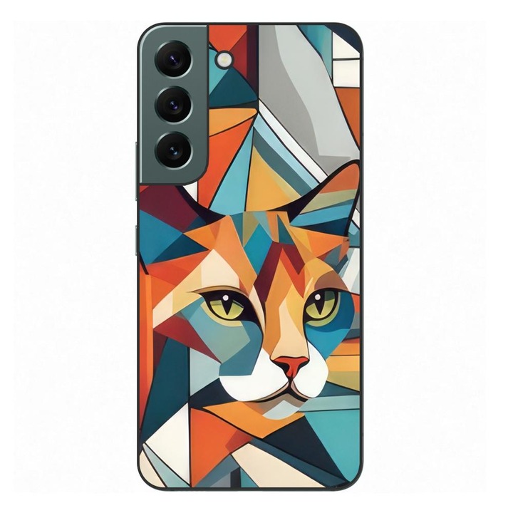 Husa compatibila cu Samsung Galaxy S22+ Plus Silicon Gel Tpu Model Cubic Cat Art