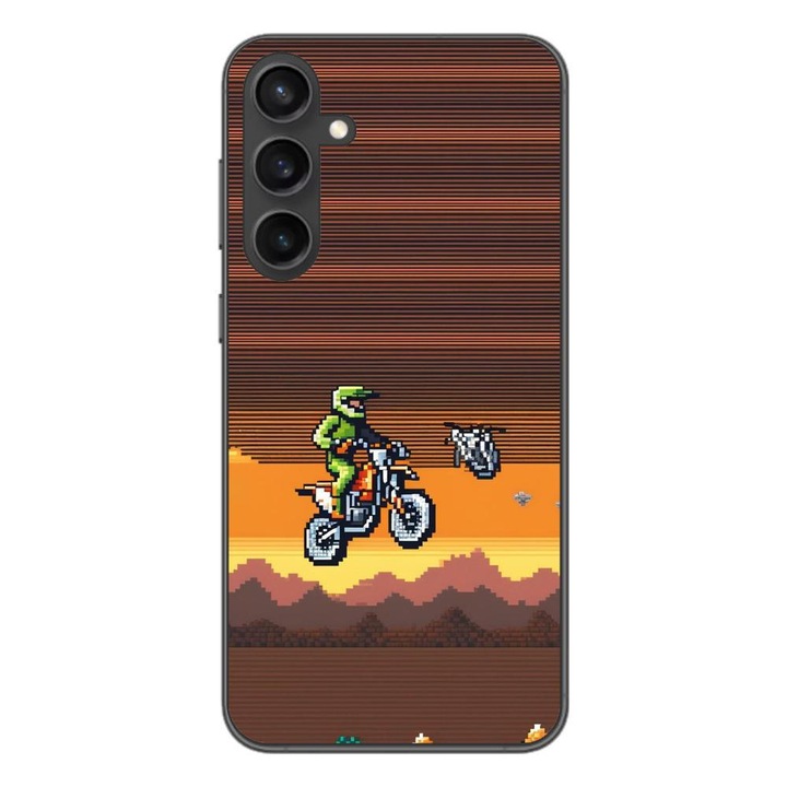 Кейс съвместим със Samsung Galaxy S23 FE Silicone Gel Tpu Модел Pixel Art Motorcross
