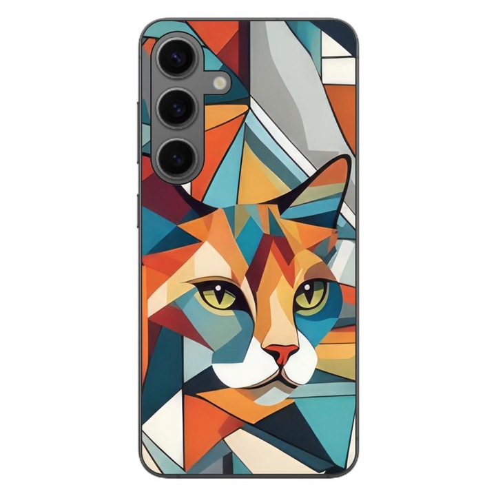 Кейс съвместим със Samsung Galaxy S24 Silicon Gel Tpu Модел Cubic Cat Арт