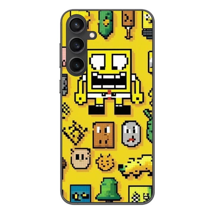 Кейс съвместим с Samsung Galaxy S23 FE Silicon Gel Tpu Модел Pixel Art Spongebob