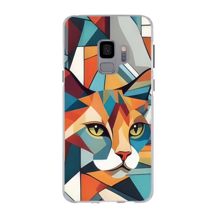 Кейс съвместим със Samsung Galaxy S9 Silicone Gel Tpu Модел Cubic Cat Арт