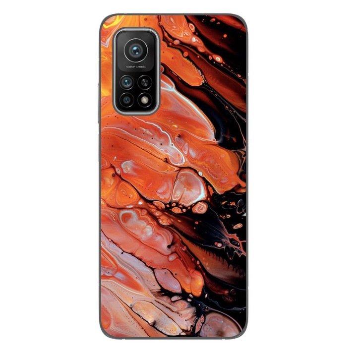Капак, съвместим с Xiaomi Mi 10T Pro 5G Silicon Gel Tpu Модел Abstract Lava Flow