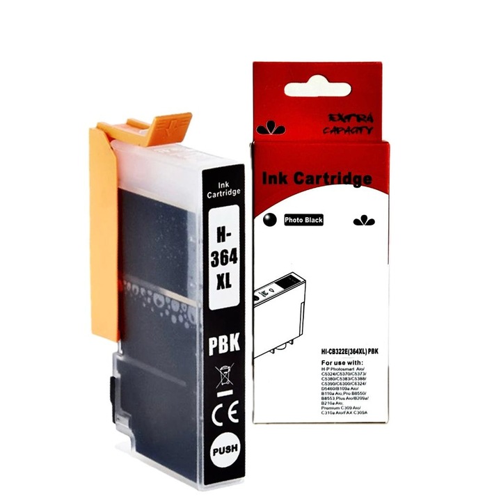 Cartus cerneala compatibil 364XL photo black, CB322EE, 15 ml, pentru HP DESKJET 3070A, DESKJET 3070A ALL-IN-ONE, DESKJET 3520, DESKJET 3520 ALL-IN-ONE, DESKJET 3522, DESKJET 3522 ALL-IN-ONE, DESKJET 3524, DESKJET 3524 ALL-IN-ONE, OFFICEJET 4620