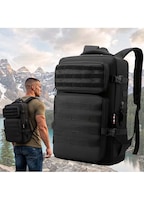 Ghiozdan Tactic Design Militar, erucsac®, Sistem MOLLE si Panou Velcro, Spatios, Casual, pentru Drumetii, Turism, Camping, Impermeabil la Stropi de Apa, Buzunare Mari, Rucsac 35 L, Bretele Reglabile, Special pentru Uz Zilnic, Negru