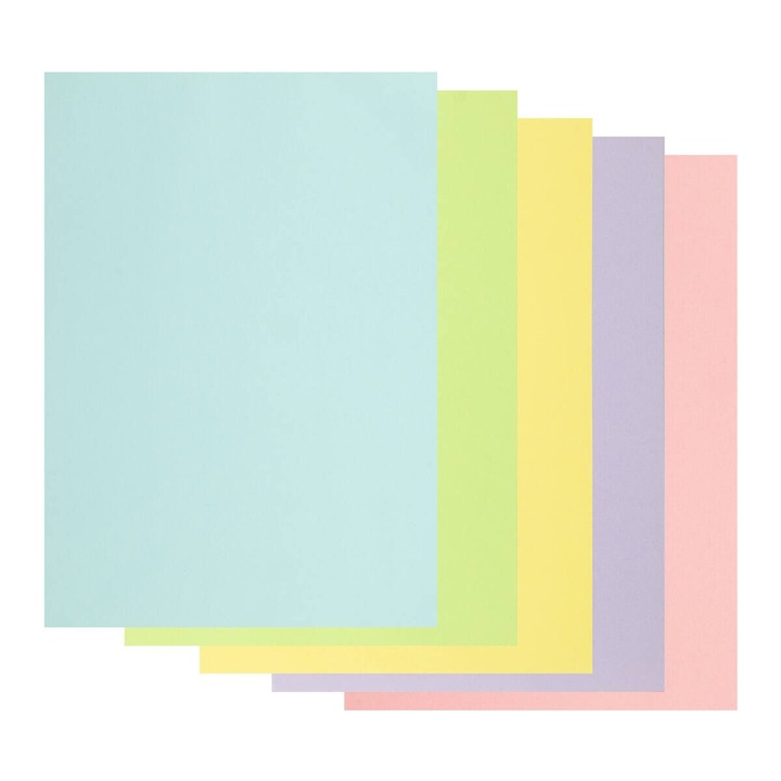 Set 20 coli hartie colorata pastel 110 gr/mp Stylex-A4, 5 culori