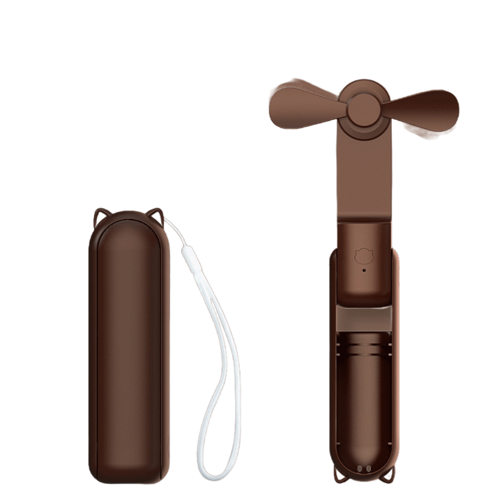 Ultra hordozható ventilátor 3 az 1-ben, kézi, asztali, nyak, 3 sebességfokozat, összecsukható 2000 mAh-s hordozható akkumulátorral, 20 órás autonómia, sötétbarna