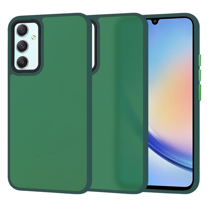 Husa Protectie pentru Samsung Galaxy A34 5G, HaloFrost Series, A75, Lexgard, Midnight Lucky Green