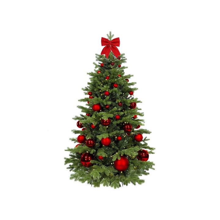Pom de Craciun artificial decorat cu 73 de ornamente RED CHRISTMAS II Pom de 210 cm cu suport si ornamente de Craciun
