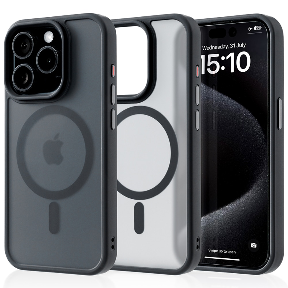 Husa compatibila cu Incarcare Magsafe pentru Apple iPhone 15 Pro, CASEY STUDIOS™, de Protectie, Slim, pentru Incarcare Wireless, Margini Ridicate pentru Protectia Ecranului si a Camerelor, Negru