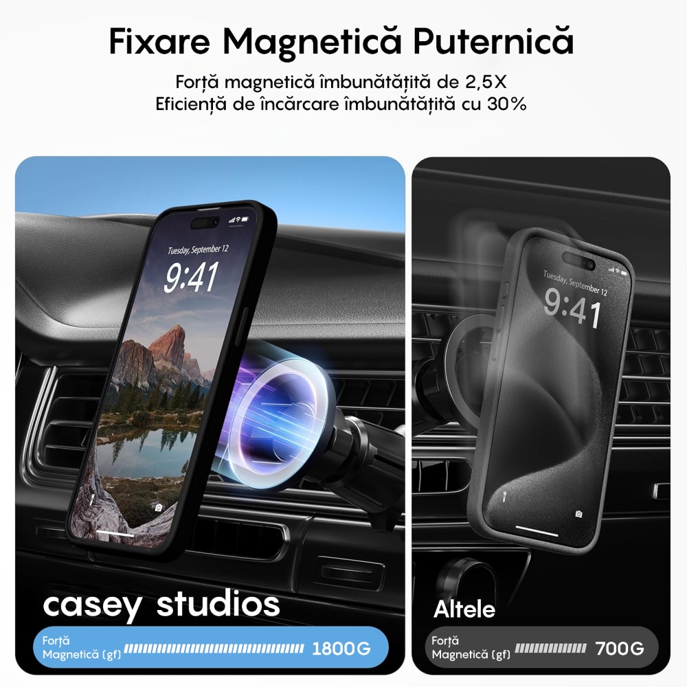 Husa compatibila cu Incarcare Magsafe pentru Apple iPhone 15 Plus, CASEY STUDIOS™, de Protectie, Slim, pentru Incarcare Wireless, Margini Ridicate pentru Protectia Ecranului si a Camerelor, Negru