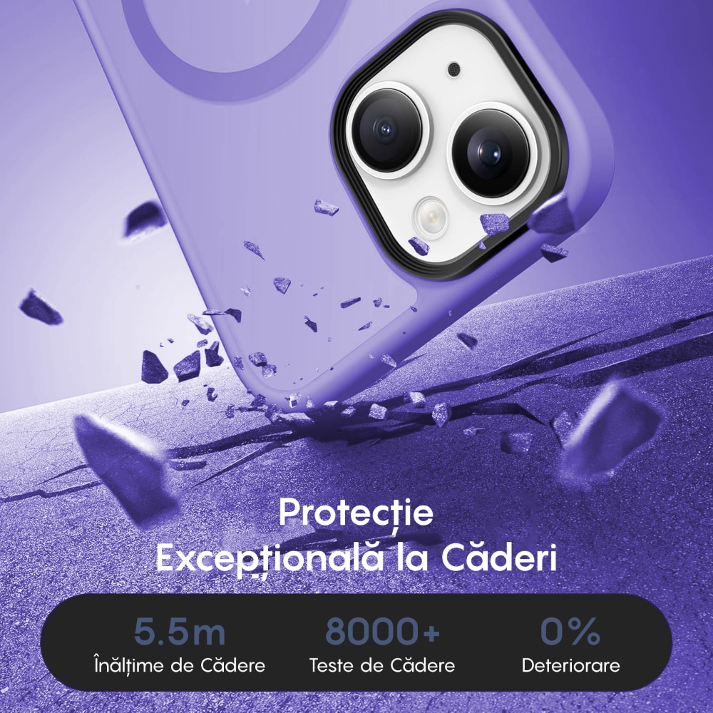 Husa compatibila cu Incarcare Magsafe pentru Apple iPhone 14 Plus, CASEY STUDIOS™, de Protectie, Slim, pentru Incarcare Wireless, Margini Ridicate pentru Protectia Ecranului si a Camerelor, Mov Deschis
