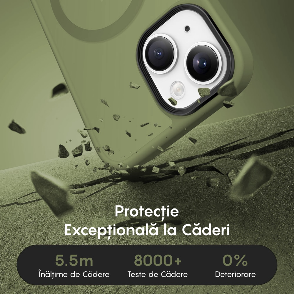 Husa compatibila cu Incarcare Magsafe pentru Apple iPhone 13, CASEY STUDIOS™, de Protectie, Slim, pentru Incarcare Wireless, Margini Ridicate pentru Protectia Ecranului si a Camerelor, Verde