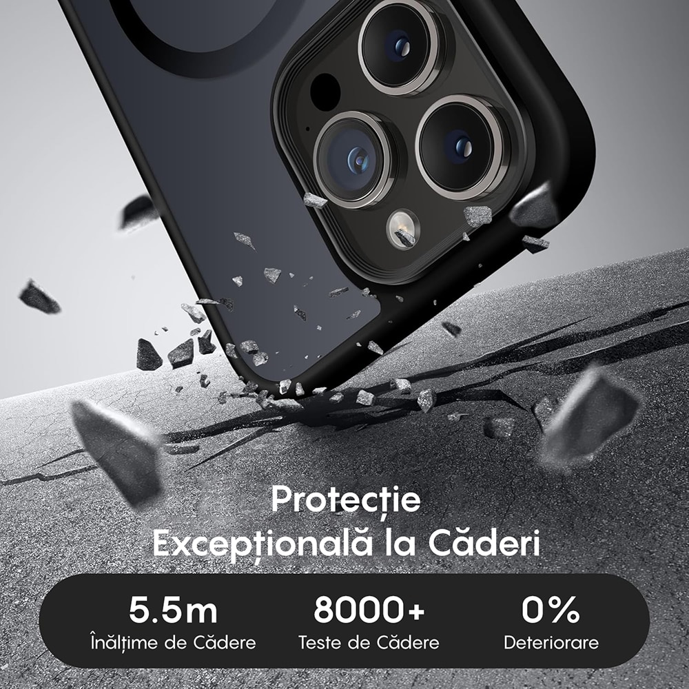 Husa compatibila cu Incarcare Magsafe pentru Apple iPhone 15 Pro, CASEY STUDIOS™, de Protectie, Slim, pentru Incarcare Wireless, Margini Ridicate pentru Protectia Ecranului si a Camerelor, Negru