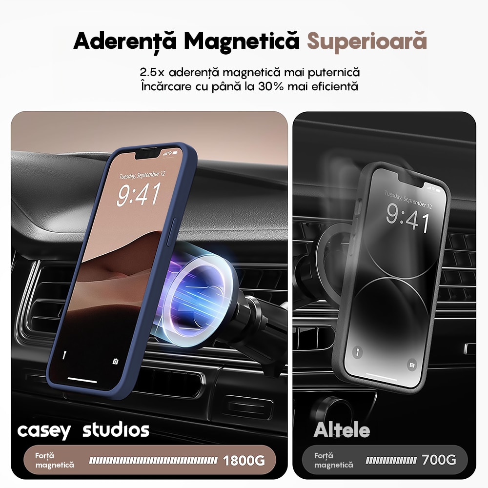 Husa compatibila cu Incarcare Magsafe compatibila cu iPhone 12/12 Pro, CASEY STUDIOS™, de Protectie, Slim, pentru Incarcare Wireless, Margini Ridicate de Protectia Ecranului si a Camerelor, Albastru Inchis