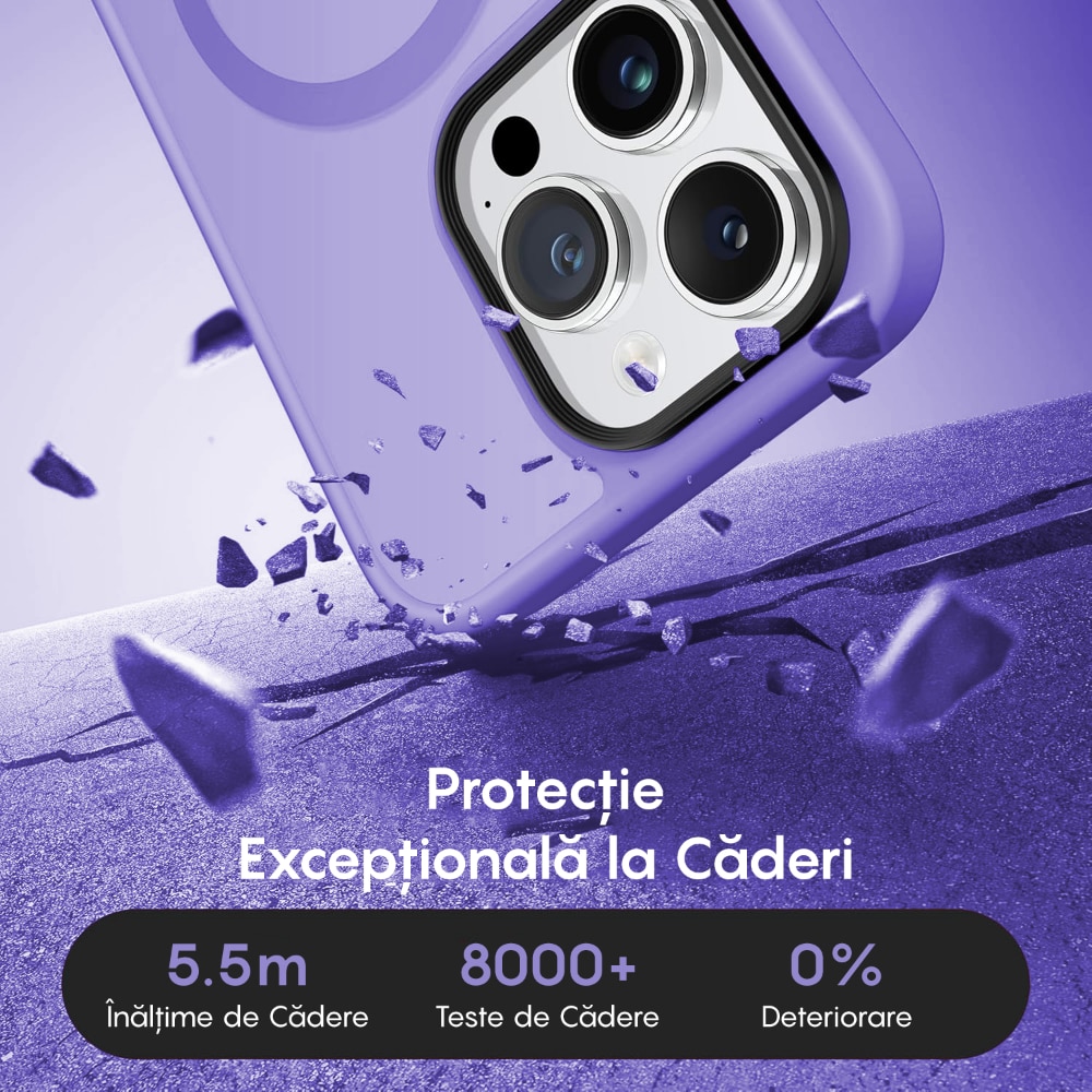 Husa compatibila cu Incarcare Magsafe pentru Apple iPhone 13 Pro Max, CASEY STUDIOS™, de Protectie, Slim, pentru Incarcare Wireless, Margini Ridicate pentru Protectia Ecranului si a Camerelor, Mov Deschis