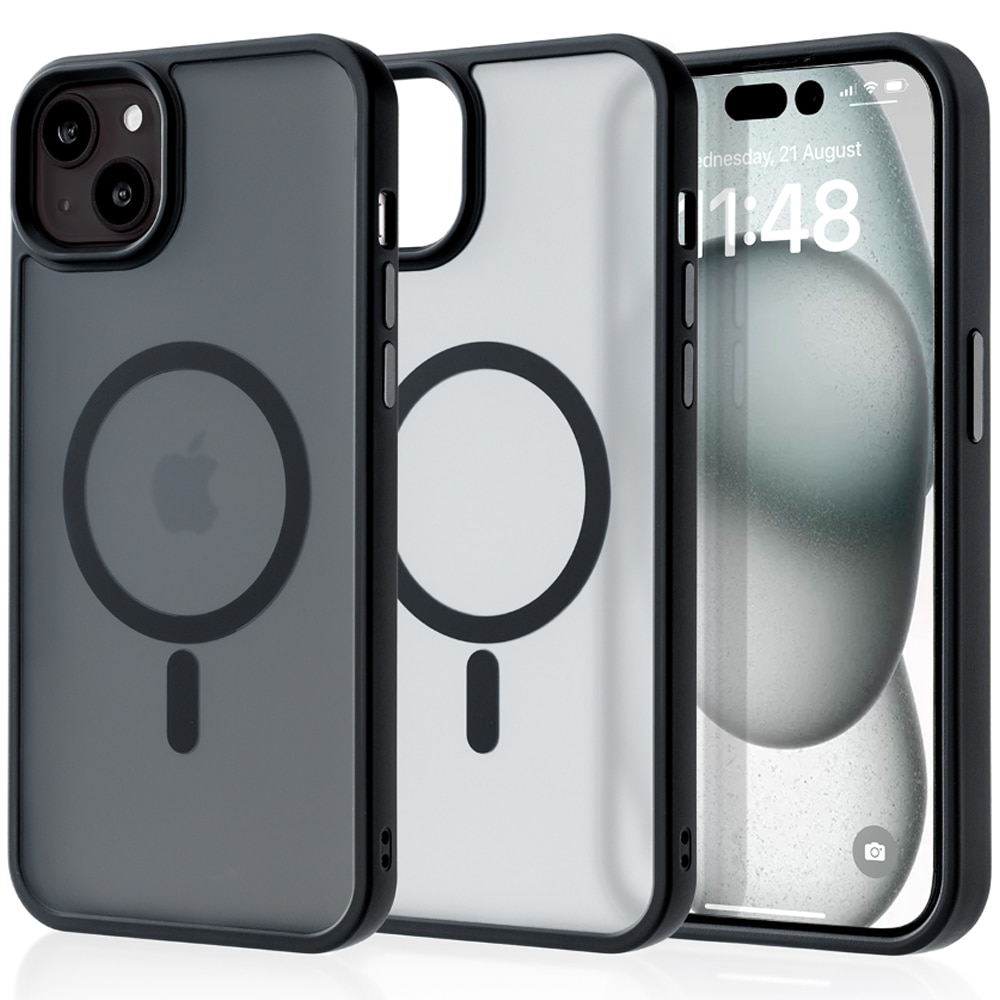 Husa compatibila cu Incarcare Magsafe pentru Apple iPhone 15 Plus, CASEY STUDIOS™, de Protectie, Slim, pentru Incarcare Wireless, Margini Ridicate pentru Protectia Ecranului si a Camerelor, Negru
