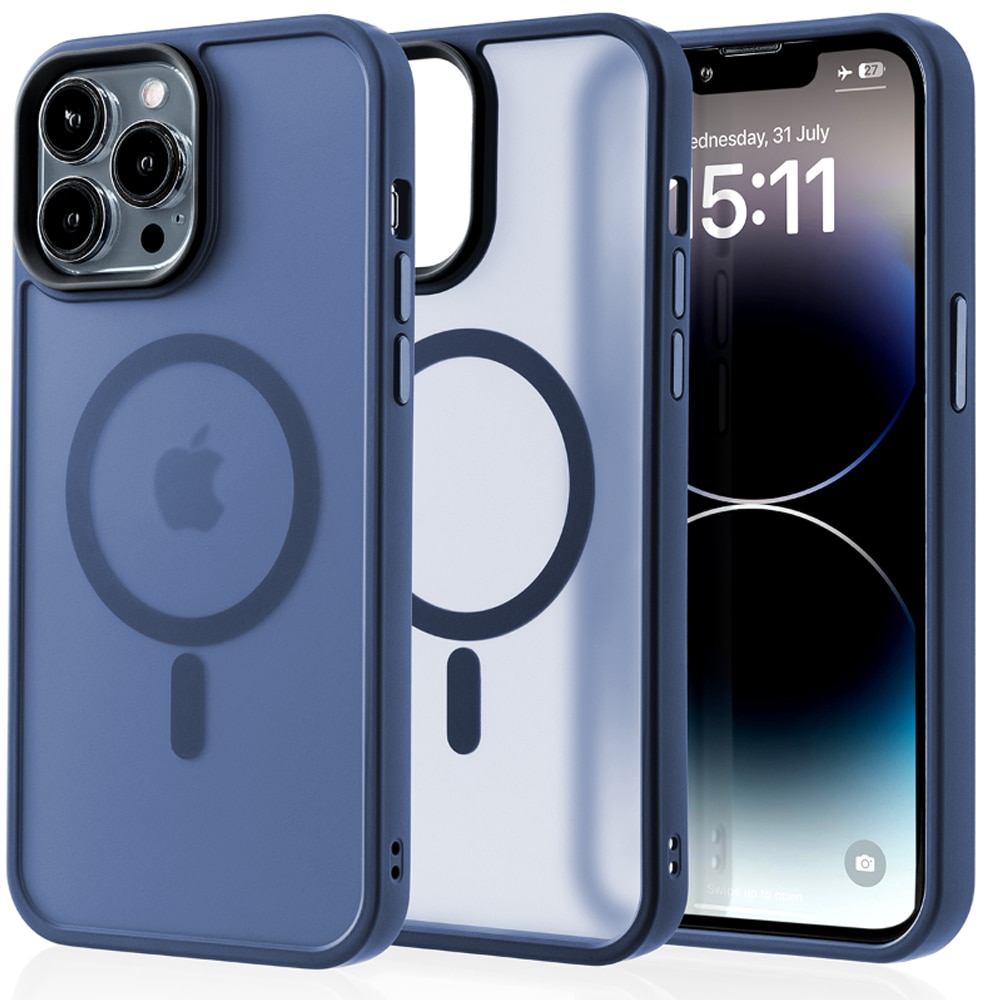 Husa compatibila cu Incarcare Magsafe compatibila cu iPhone 14 Pro Max, CASEY STUDIOS™, de Protectie, Slim, pentru Incarcare Wireless, Margini Ridicate de Protectia Ecranului si a Camerelor, Albastru Inchis