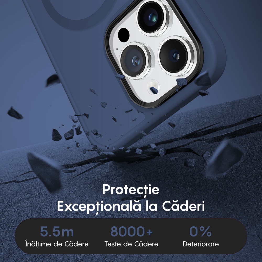 Husa compatibila cu Incarcare Magsafe pentru Apple iPhone 12 Pro Max, CASEY STUDIOS™, de Protectie, Slim, pentru Incarcare Wireless, Margini Ridicate pentru Protectia Ecranului si a Camerelor, Albastru Inchis