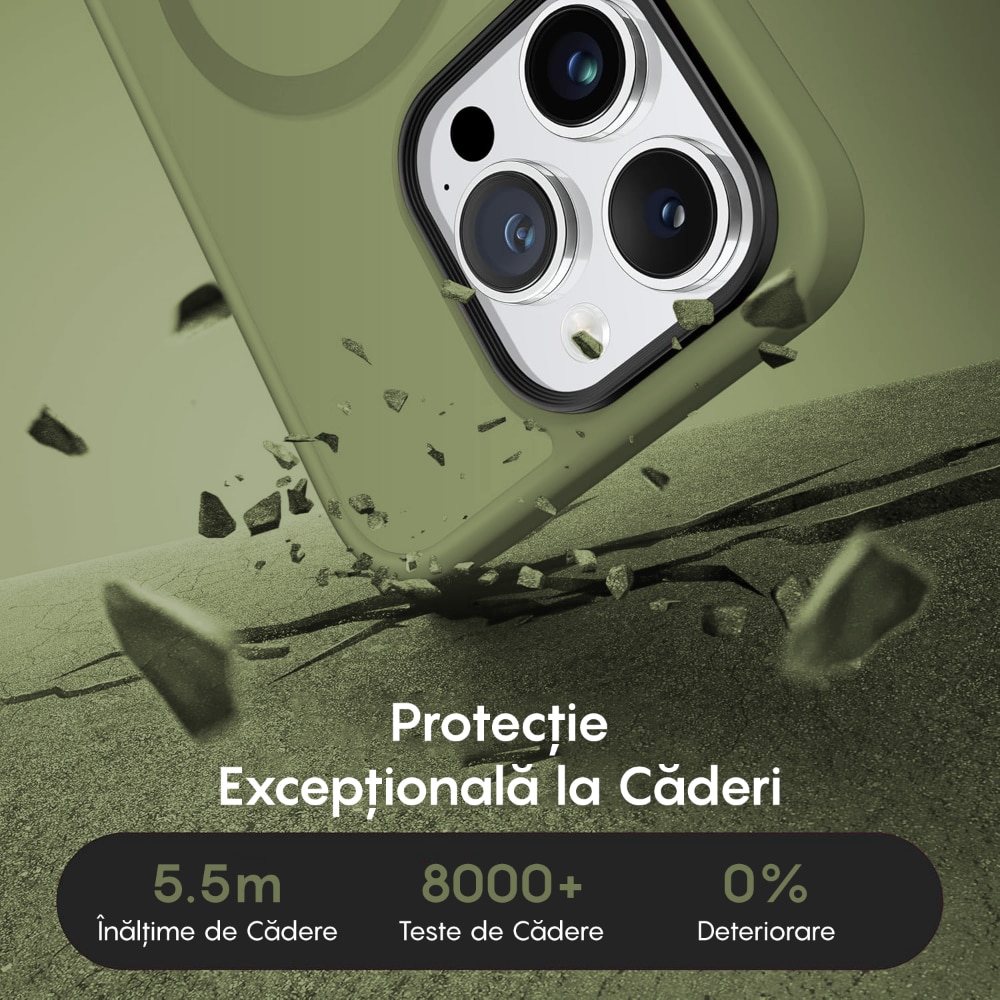 Husa compatibila cu Incarcare Magsafe pentru Apple iPhone 12/12 Pro, CASEY STUDIOS™, de Protectie, Slim, pentru Incarcare Wireless, Margini Ridicate pentru Protectia Ecranului si a Camerelor, Verde