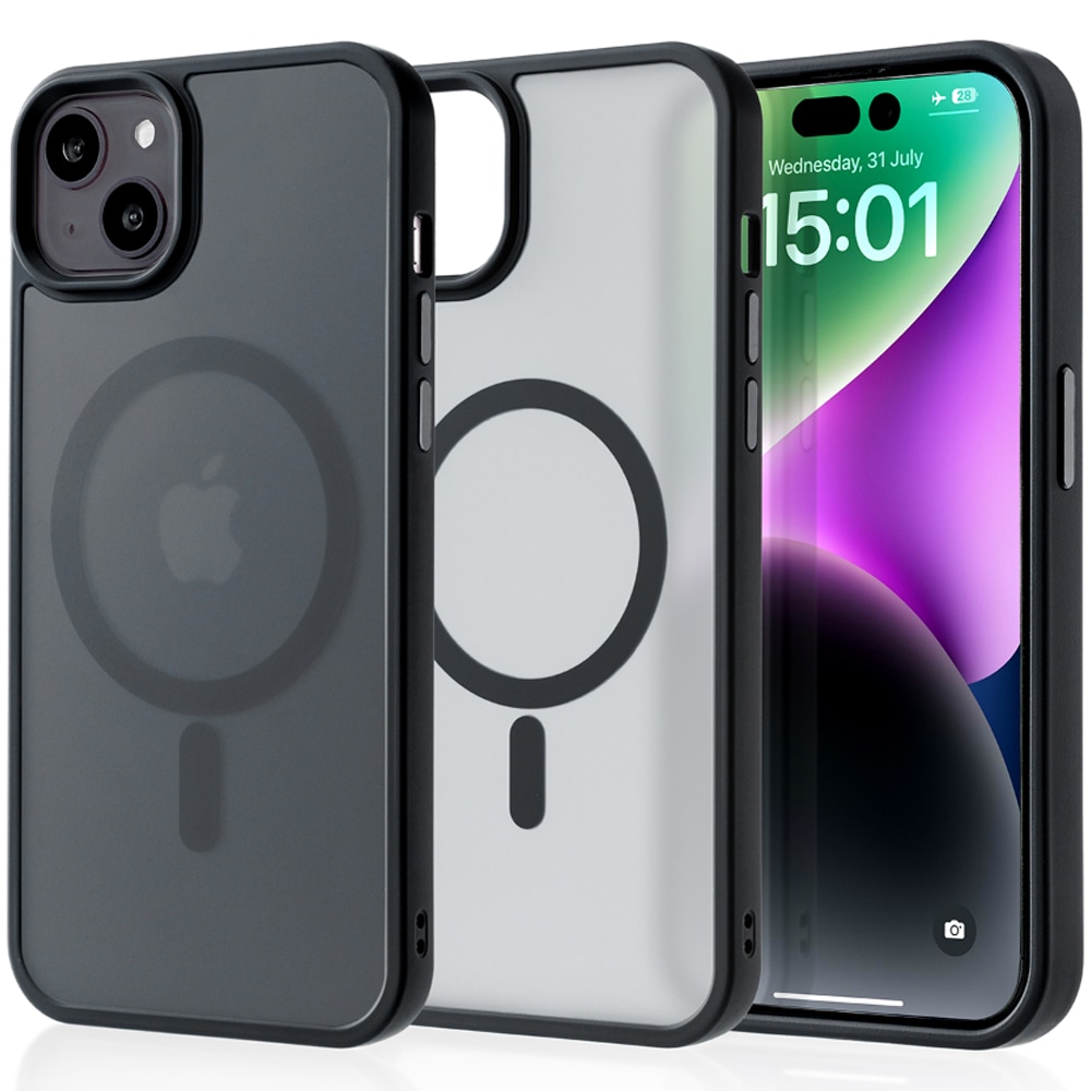 Husa compatibila cu Incarcare Magsafe pentru Apple iPhone 14 Plus, CASEY STUDIOS™, de Protectie, Slim, pentru Incarcare Wireless, Margini Ridicate pentru Protectia Ecranului si a Camerelor, Negru