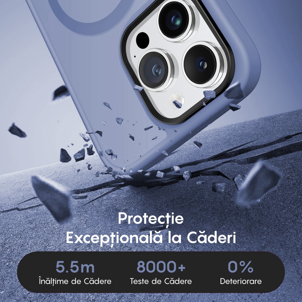 Husa compatibila cu Incarcare Magsafe pentru Apple iPhone 14 Pro Max, CASEY STUDIOS™, de Protectie, Slim, pentru Incarcare Wireless, Margini Ridicate pentru Protectia Ecranului si a Camerelor, Albastru Deschis