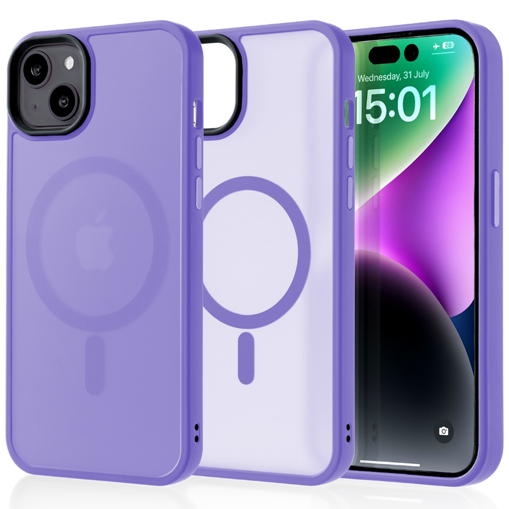Husa compatibila cu Incarcare Magsafe pentru Apple iPhone 14 Plus, CASEY STUDIOS™, de Protectie, Slim, pentru Incarcare Wireless, Margini Ridicate pentru Protectia Ecranului si a Camerelor, Mov Deschis