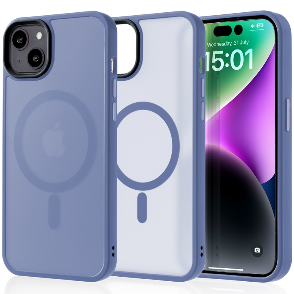 Husa compatibila cu Incarcare Magsafe pentru Apple iPhone 14 Plus, CASEY STUDIOS™, de Protectie, Slim, pentru Incarcare Wireless, Margini Ridicate pentru Protectia Ecranului si a Camerelor, Albastru Deschis