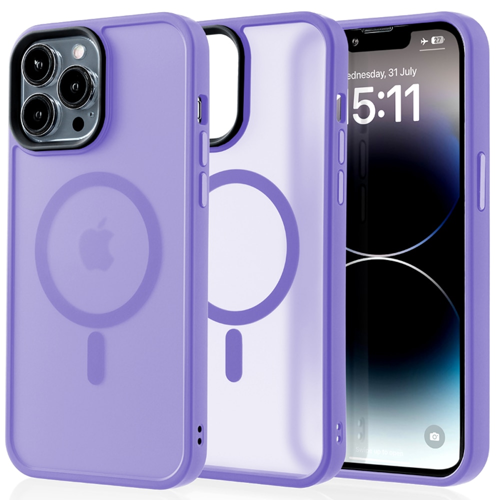 Husa compatibila cu Incarcare Magsafe compatibila cu iPhone 14 Pro Max, CASEY STUDIOS™, de Protectie, Slim, pentru Incarcare Wireless, Margini Ridicate de Protectia Ecranului si a Camerelor, Mov Deschis