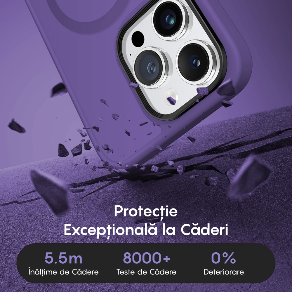 Husa compatibila cu Incarcare Magsafe pentru Apple iPhone 13 Pro, CASEY STUDIOS™, de Protectie, Slim, pentru Incarcare Wireless, Margini Ridicate pentru Protectia Ecranului si a Camerelor, Mov Inchis