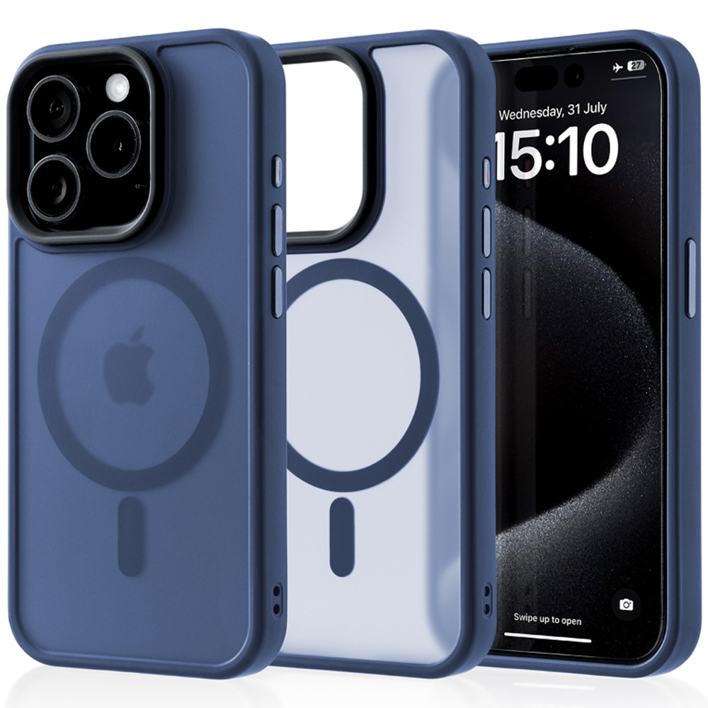 Husa compatibila cu Incarcare Magsafe pentru Apple iPhone 15, CASEY STUDIOS™, de Protectie, Slim, pentru Incarcare Wireless, Margini Ridicate pentru Protectia Ecranului si a Camerelor, Albastru Inchis