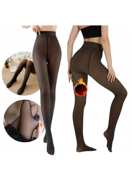 Női Harisnyanadrág Béléssel Téli Leggings Meleg Szőrmével 200 g Fekete Szín Univerzális Méret 155–175 cm Télre Szoknyához Alkalmas Téli Leggings