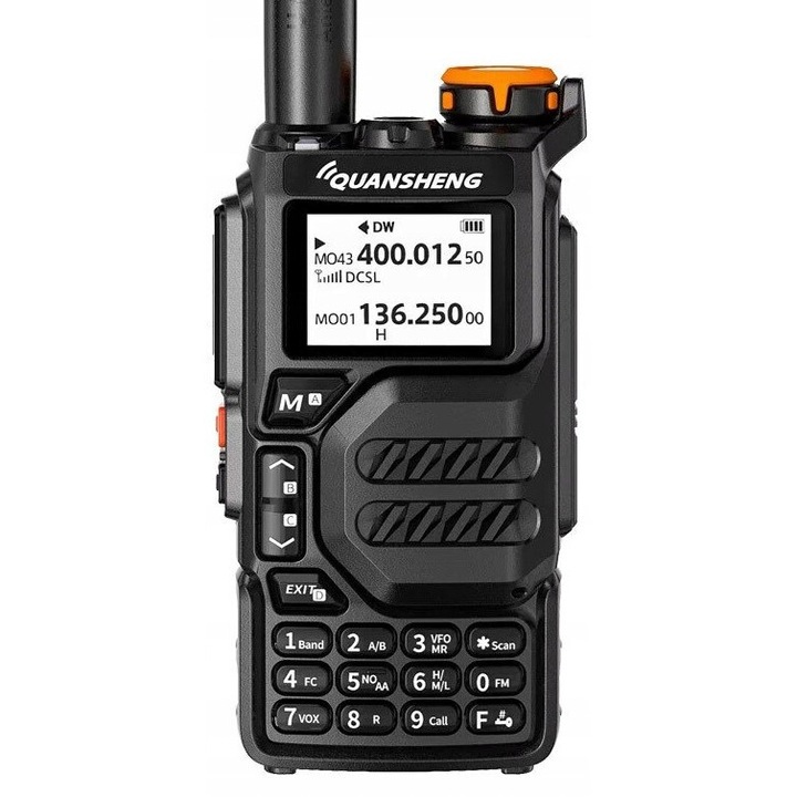 Quansheng UV-K5 VHF/UHF 5W rádióállomás – Szkenner 50-600MHz, kétsávos, VOX, 200 csatorna, FM, USB-C, SMA-F antenna