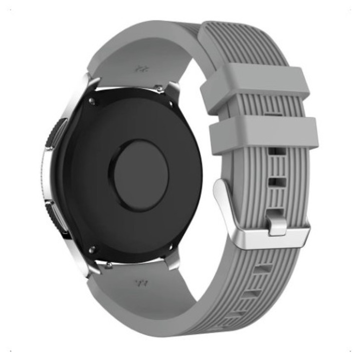 Curea Ceas Vogo® Compatibila cu Samsung Galaxy Watch 46mm, Galaxy Watch 3 45mm, Gear S3 Frontier/Classic, 22mm, Silicon, Gri