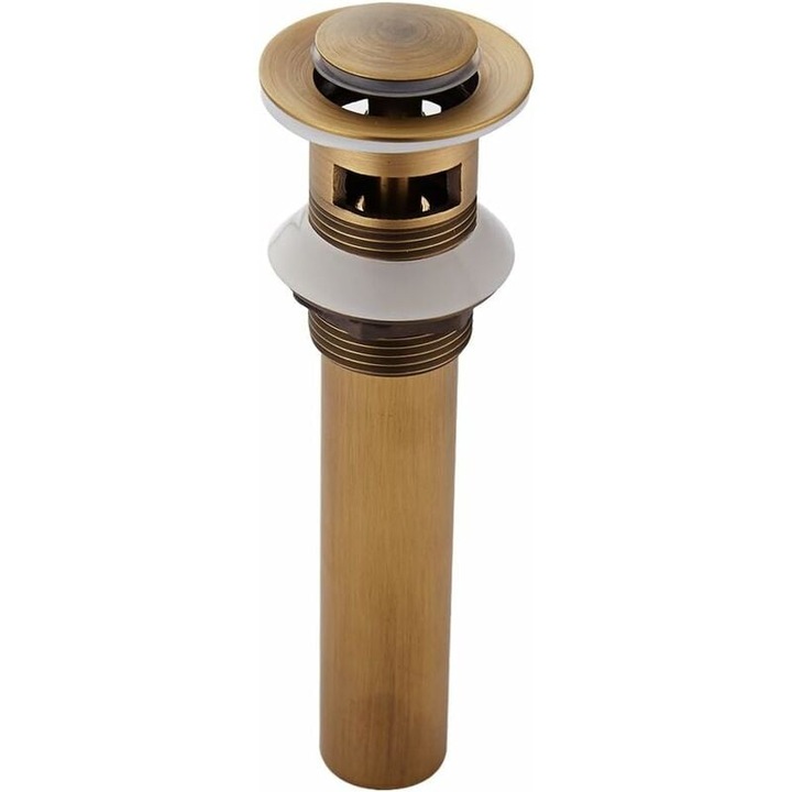 Винтидж сифон за мивка, AMRINUGL, ретро европейски дизайн, функция за лесно почистване, неръждаема стомана и месинг, съвместим с всички видове мивки без преливник