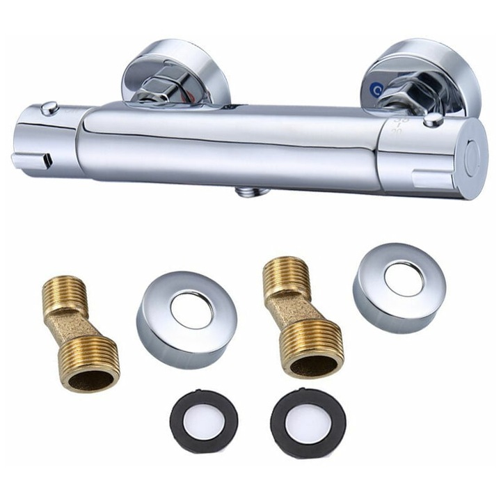 Krómozott sárgarézből készült termosztatikus szaniter csaptelep, intelligens hőmérséklet-szabályozással, 20-50°C, könnyen tisztítható, könnyen telepíthető