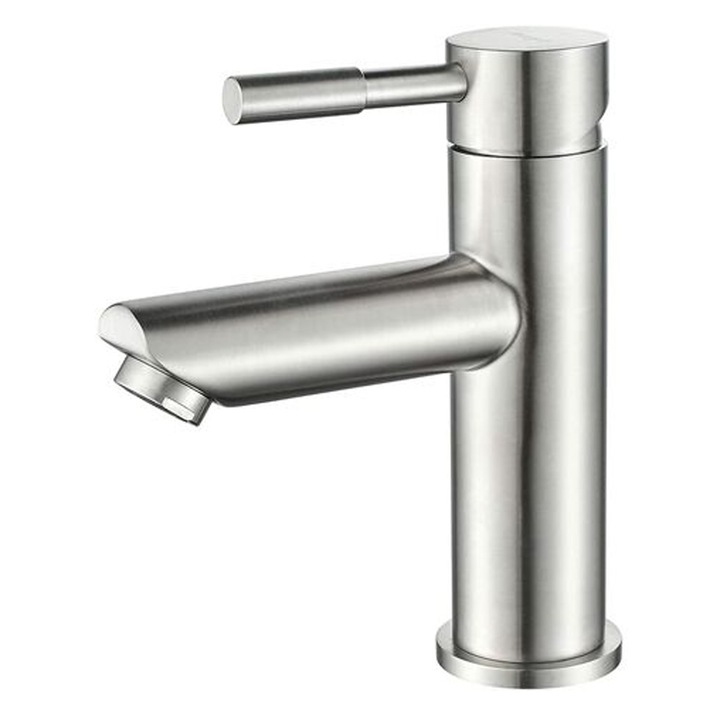 Fürdőszoba csaptelep, egykaros, rozsdamentes acél, szürke